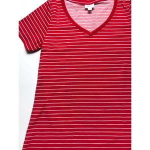 Red & White Stripe LuLaRoe Christy Tee, XS, NWT